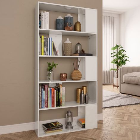 vidaXL Bibliothèque/Séparateur de pièce Blanc brillant 80x24x159 cm (1/5)