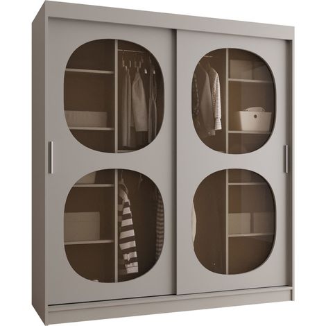 Armario Hartford 529, Cachemira, 200x180x62cm, Puertas de armario: Correderas, Número de estantes: 9
