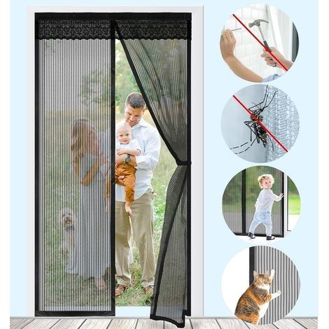 Moustiquaire de porte magnétique sans perçage résistant aux rayures peut être utilisée pour installer balcon terrasse porte intérieure moustiquaire 100 x 220 cm 1 paquet (1/5)