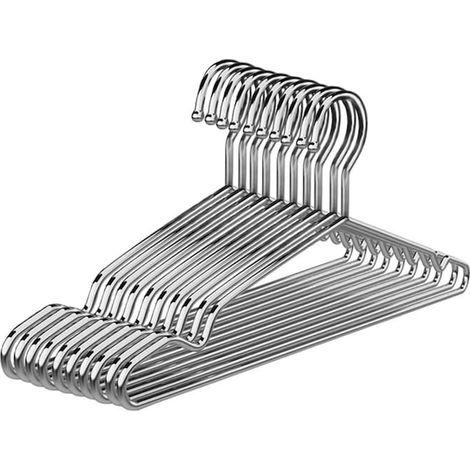 Lot de 20 cintres en acier inoxydable, 40 cm, avec fentes antidérapantes, pour vêtements, usage domestique ou en résidence étudiante (1/5)
