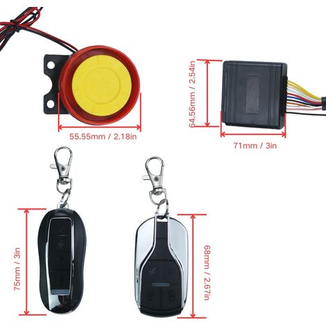 Universal anti-theft system for motorcycles, all functions, with ignition, 12V, hazard warning lights and vehicle tracking function, adjustable sensitivity. (1/3)