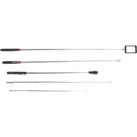 5-teiliges Teleskop-Magnethebewerkzeug aus Gummi und Stahl, 1,5–3 Zoll, 15 lb (ca. 3,8–7,8 kg), ausziehbarer Magnetstab mit Spiegel und Taschenlampe (1/5)