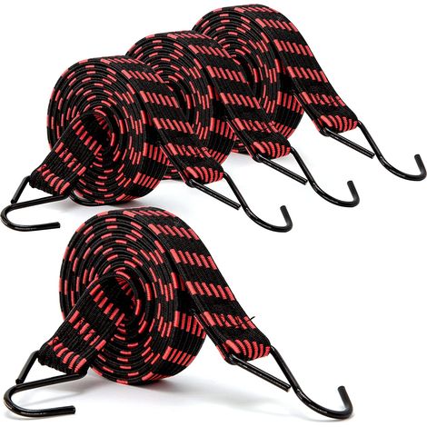 Corde elastiche, 4 pezzi 2M corde elastiche con ganci, corda elastica universale di alta qualità per bagagli, auto, moto, biciclette, utilizzata per il fissaggio durante il trasporto, larghezza 30 mm (1/5)