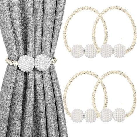 Set mit 4 magnetischen Gardinenhaltern zur Fensterdekoration (beige) (1/5)