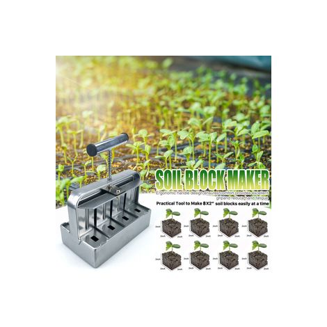 Presse à mottes manuelle double rangée – Outil de compactage de terre pour jardin – Idéal pour semis et germination en pot (1/4)
