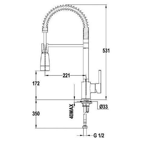Grifo de cocina Pescadera Tipo U Altura Max 53,1cm TEKA ARK 939 C (1/2)