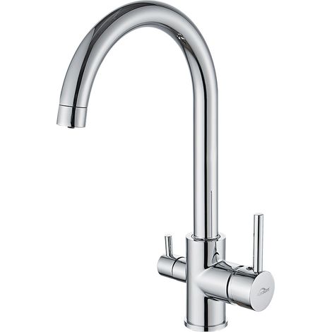 Auralum Grifo de Cocina 3 Vías Osmosis con 2 Salidas, Grifo para Fregadero Giratorio 360° Monomando Mezclador de Cocina para Agua caliente y fría regulables (1/5)