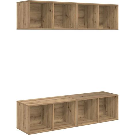 Maison Exclusive - Conjunto de mueble de TV 4 pcs Roble artesanal