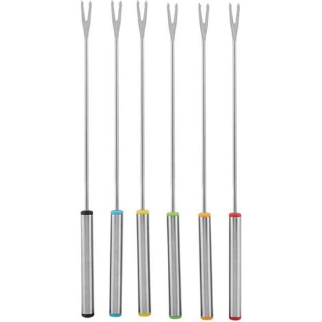 Ensemble de 6 fourchettes à fondue, acier inoxydable, manche long, pour chocolat et fromage, usage domestique (1/5)