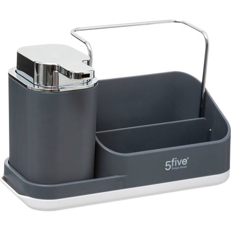 Organizer per lavello grigio neo con dispenser 300ml - 5five (1/5)