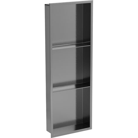Mexen X-Wall-R Nischenregal mit Flansch und Regal 90 x 30 cm, gun gray gebürstet - 19E0903010S (1/5)