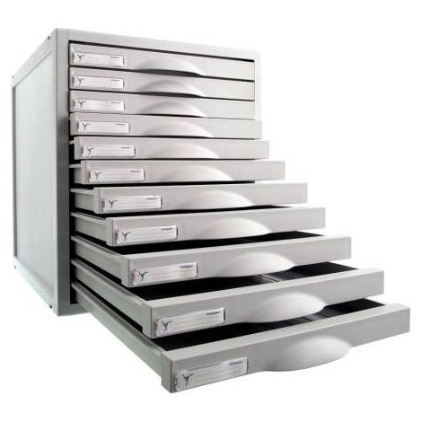 Modulo archisystem a 11 cassetti 356x316x362 mm grigio archivo 2000