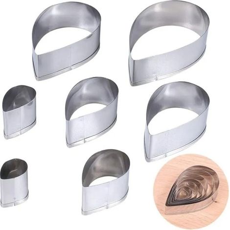 7 Pièces Emporte-pièce en Forme de Gouttes Mini forme de fondant 3D en métal Convient pour Gâteaux, Sucre, Fabrication du Pain, Bis (1/3)