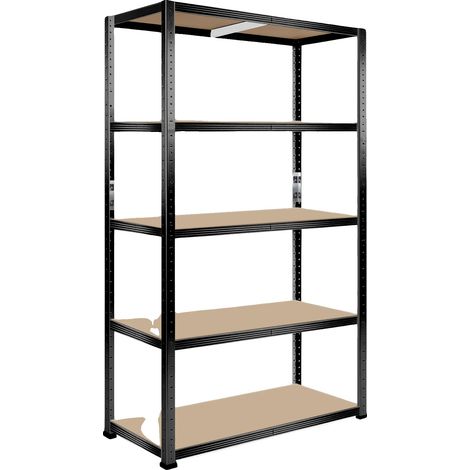 Estantería metálica de alta resistencia, capacidad de carga de 750 kg, estantes ajustables, 2,0 m, color negro, 90 x 40 cm. (1/2)