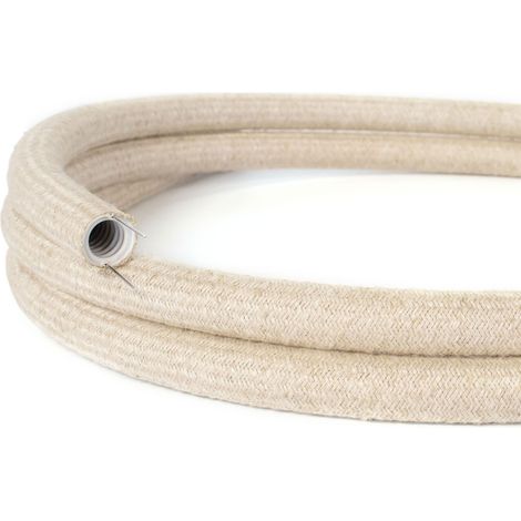 Creative-Cables Canalina passacavi modellabile Creative-Tube, 20 mm Ø, 1 m, Lino Naturale, Tessuto effetto lino