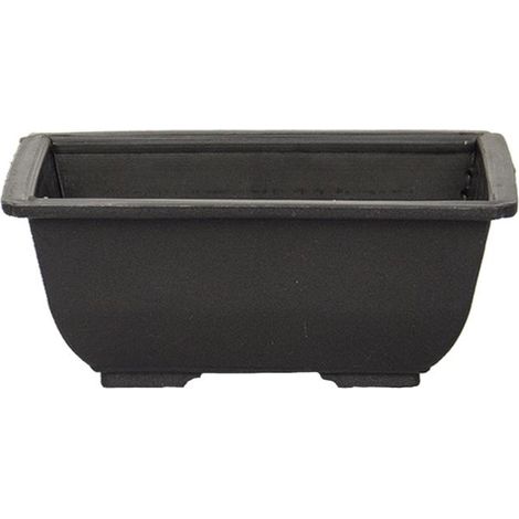 Vaso Giapponese rettangolare in plastica marrone per bonsai 11,5x8x4,5 cm - PG1