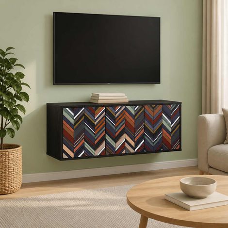 vidaXL Meuble TV mural OMMEN 102 x 33 x 40 cm Chêne noir (1/5)