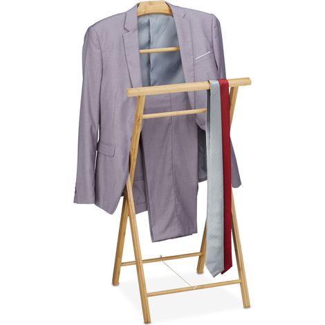 Relaxdays Galán de Noche, Bambú, Plegable, Baño y Dormitorio, Dama y Varón, Colgador Ropa 110x47x38 cm aprox., Natural