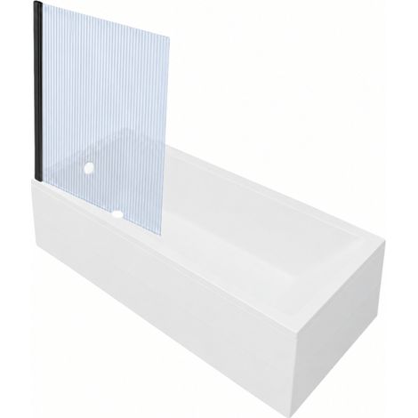 Bañera rectangular VitrA Neon 170x75cm + mampara de bañera izquierda AURYS Raywall perfil izquierdo cromado
