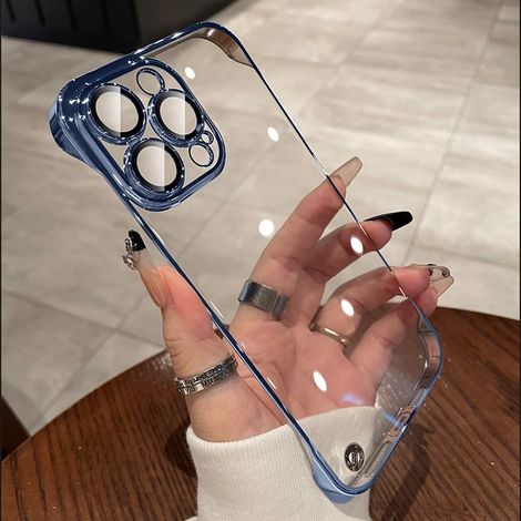 (iPhone 13 Pro bleu) Coque sans cadre Apple électroplaquée - Résistante aux chutes et à la poussière (1/4)