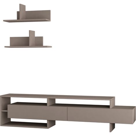 TV-Möbel mit 2 Türen und 2 Wandregalen L180 cm - Gara