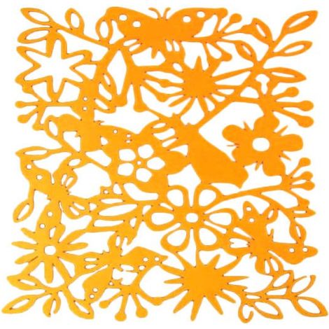 Tovagliolo decorativo in feltro con motivo floreale traforato - Arancione