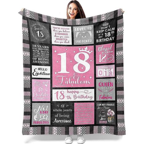 Cadeaux pour le 18e anniversaire d'une fille, cadeaux d'anniversaire pour une jeune fille de 18 ans, cadeaux pour une jeune fille de 18 ans, décorations pour le 18e anniversaire d'une fille, couvertur (1/4)