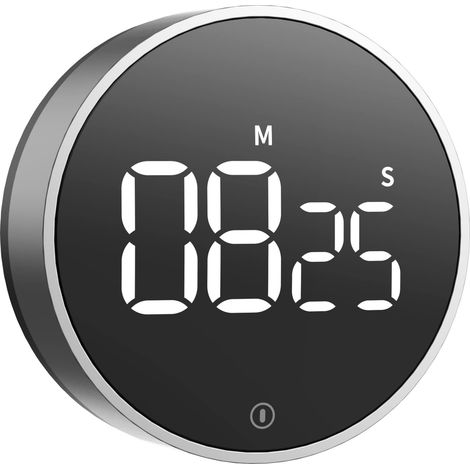 Minuteur de cuisine numérique LED, aimanté, compte à rebours, gris foncé (1/5)