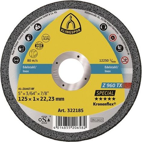 KLINGSPOR 322185 Trennscheibe Z 960 TX D125x1mm gerade INOX Bohrung 22,23 mm (1/3)