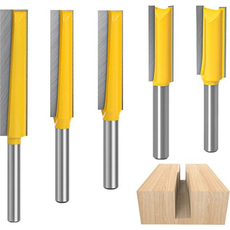 Set di 5 punte per fresatrice da 8 mm, punte per copiare, punte per fresatrice in carburo, punte per fresatrice per legno extra lunghe, punte per scanalature per la lavorazione del legno, punte per fr (1/4)