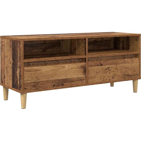 Mobile TV rettangolare rustico con cassetti e ripiani soggiorno 100 x 34 x 44 cm in legno multistrato marrone 020052736