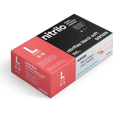 Santex Nitriflex Black Soft Pack de 100 Gants d'examen en Nitrile Taille L