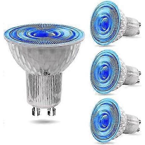 Ampoules LED GU10 bleues, projecteur 5 W, éclairage coloré, angle de faisceau de 120°, équivalent à une ampoule halogène MR16 de 50 W pour éclairage paysager et festif (lot de 4). (1/5)