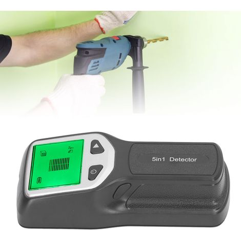 Détecteur mural portable HW430, détecteur de métaux, de bois, de fils et de câbles, détecteur de montants 5 en 1, scanner mural avec écran LCD haute définition, noir (1/5)