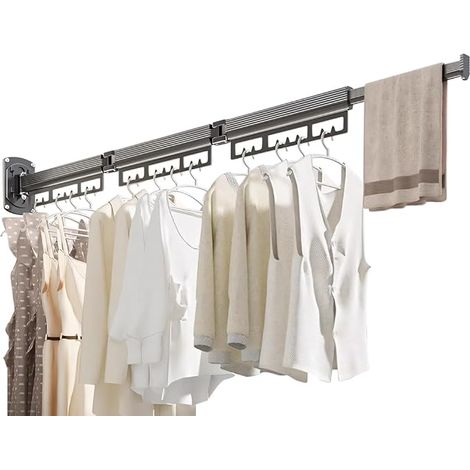Étendoir mural pliable multifonctionnel en aluminium pour intérieur et extérieur avec cintres rotatifs 360° pour balcon (1/5)
