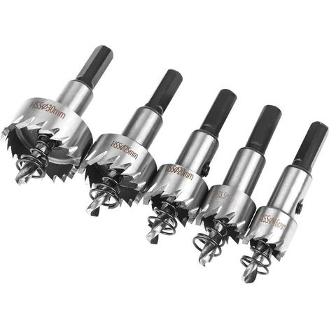 Coffret Scie Cloche, 5PCS Scie Trépan en HSS Cobalt Ø16/18,5/20/25/30mm, Scie Cloche en Acier Haute Vitesse Alliage, Acier, Acier Inoxydable, Approprié au Bois, Plastique, Métal (1/5)