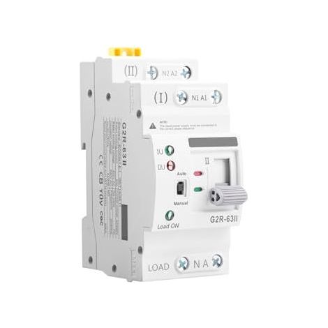 Interrupteur de transfert automatique à double alimentation 2P 63A 220V ATS Interrupteur photovoltaïque d'alimentation de secours à 2 positions double alimentation pour systèmes domestiques et industr (1/5)