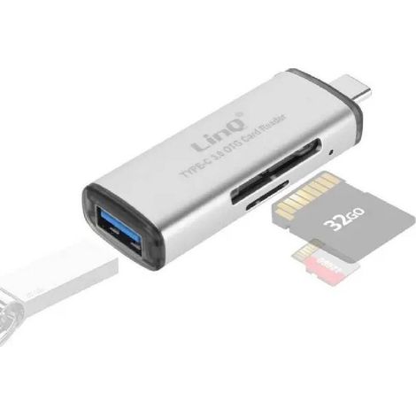 Linq - Lettore Schede Sd/micro-sd Connettore Type-c Funzione Otg Con Usb Femmina Tpc516 - (1/5)