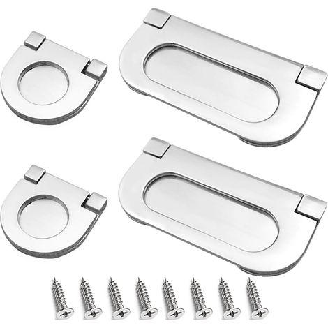 Argent 4Pcs Poignées invisibles Acier inoxydable 35/75mm Poignée Tiroir avec Vis Cupboard drawer Cabinet Wardrobe Accessories (1/5)