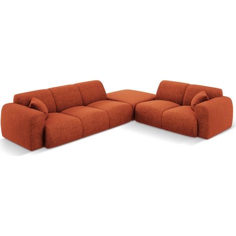 Canapé d'angle droit 4 places en chenille terracotta (1/5)