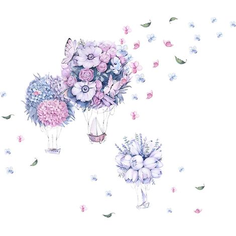 Sticker mural motif fleurs violettes I 105 x 90 cm I Sticker mural décoratif pour salon, chambre à coucher, cuisine, salle de bains, couloir Grand format (1/5)