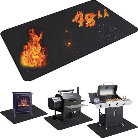 Fireproof protective mat for barbecues and indoor fireplaces – 48 x 36 in (1/5)