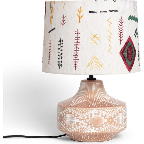 Lámpara de Mesa en Tela y Madera Agra Multicolor