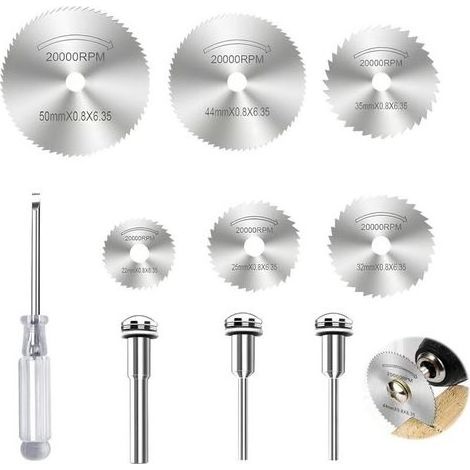 10pcs Discs of Cutting for Tool Rotary, Blade Mini Saw Circular Blades of Saw in Steel Fast Mini Disc Diamond to Ts with Adapter and Screwdriver for Wood Metal Plastic Stone Glass (1/5)