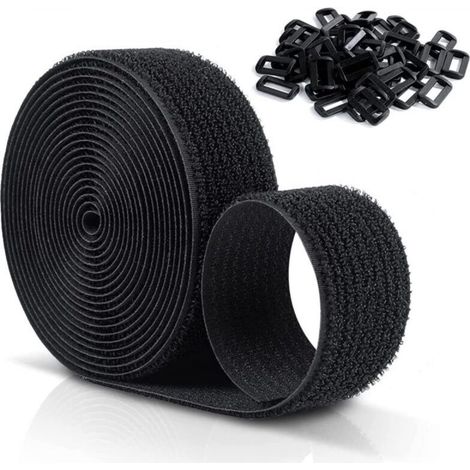 Reusable Velcro Cable Ties 10M x 20mm, Adjustable Cable Straps with 50 Plastic Loops, Cut-Free Black Nylon Velcro Cable Ties - TREETALK (1/5)