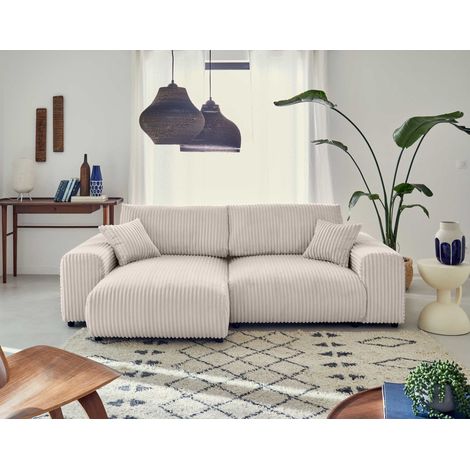 Garance – ecksofa beidseitig montierbar - 4-sitzer – aus breitcord - weiß (1/5)