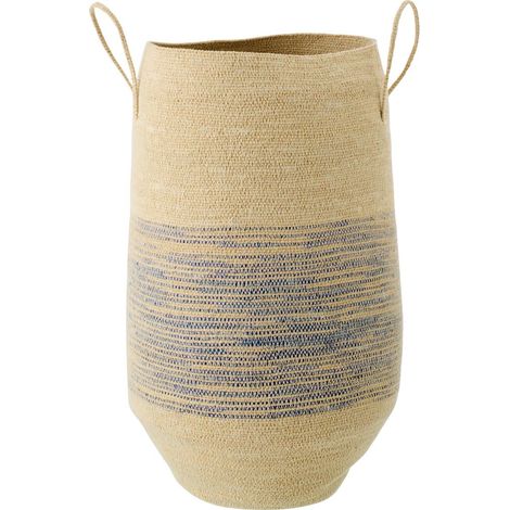 Panier Avec Anses en Jonc "Galene" 60cm Naturel & Bleu (1/2)