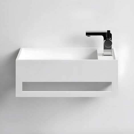 EASY 40 GAUCHE - Lave-mains suspendu en Solid Surface 40 x 25 x 20(h) cm (1/4)