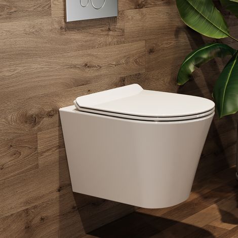 Spülrandlos Hänge Toilette Randlose WC mit Nano-Beschichtung Lotus-Effekt mit Soft Close Sitz
