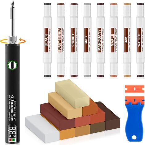 Ceramic tile repair kit with enhanced wax - Dual-tip touch-up marker - For earthenware, tiles, marble, also for wood, furniture, laminate, vinyl flooring (1/5)